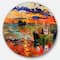 Designart - Colorful Fishing Ships' Seascape Circle Metal Wall Art